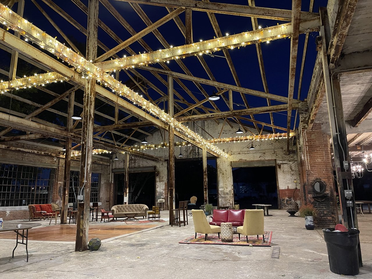 Spacious historic industrial courtyard and gathering area at WOMPA